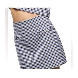 NWT Zara Houndstooth Mini Skirt Blue Black White Academia Size XL 2506